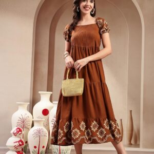 stylum women's printed rayon tiered dress